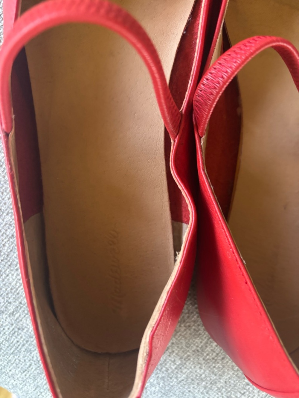 Madewell Red Mary Jane Flats with Square Toe - Picture 4 of 8